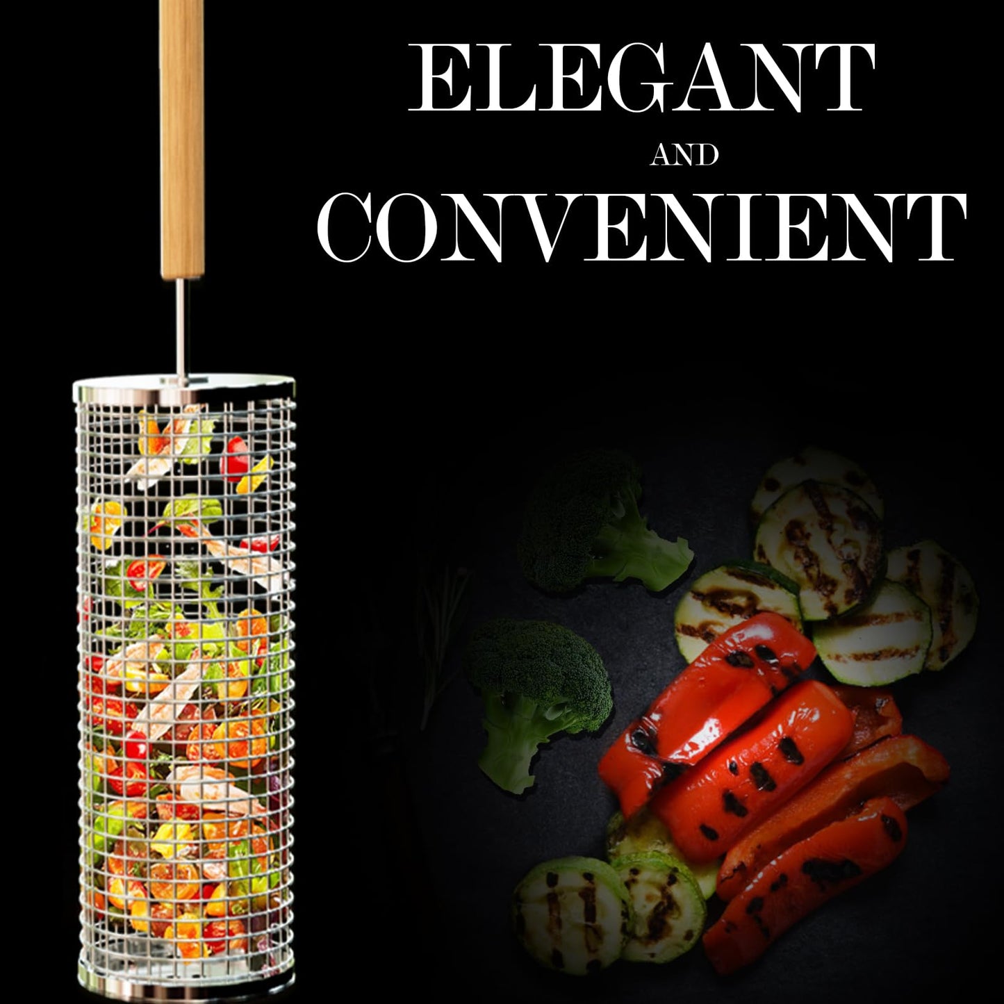 Sherum Rolling Grilling Basket with Handle