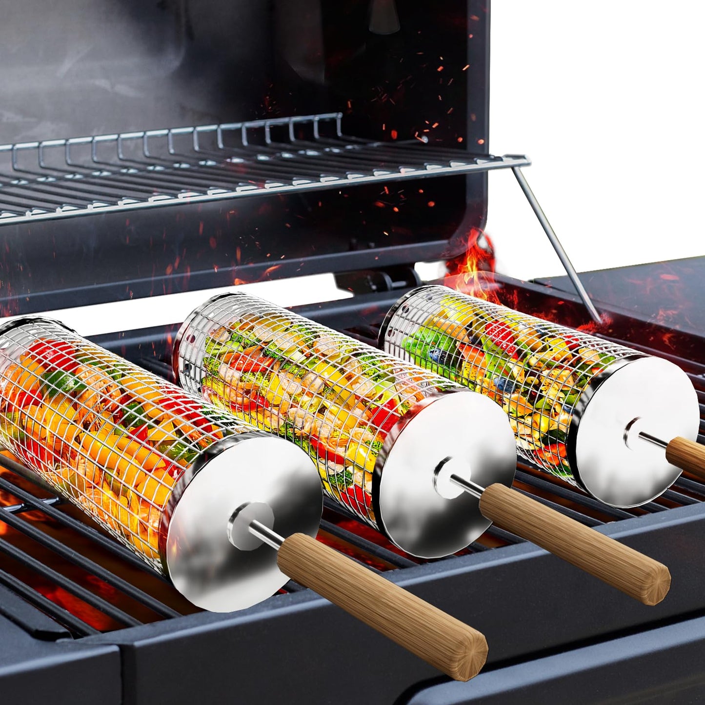 Sherum Rolling Grilling Basket with Handle